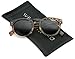 Vintage Inspired Mirror Lens Round Horned Rim Frame Retro Sunglasses (Tortoise Clear/Black Lens, 55)