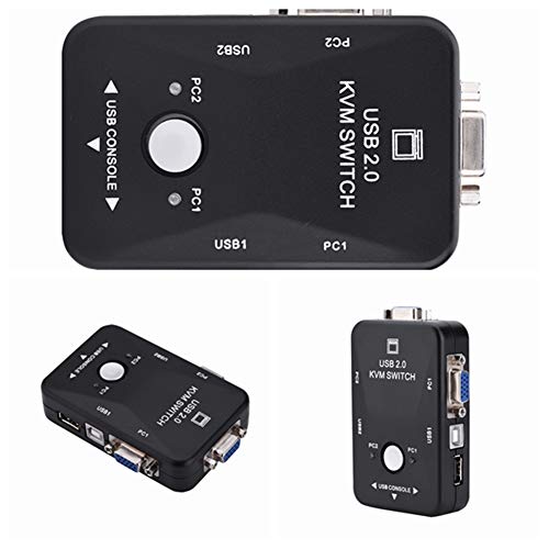 2 Port USB VGA KVM Switch Box1920 x 1440 Maximum Resolution Out Manual Switcher Supplied with 2 KVM Cables for Connecting to PC Plug and Play - Thumbnail 6