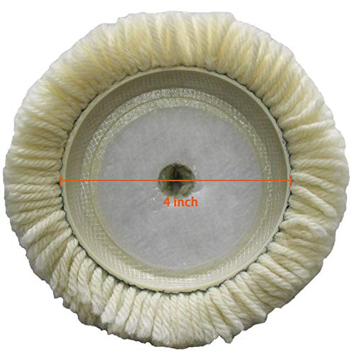 Polishing Pad Buffing Pads Kit 4PCS 4inch 100% Natural Wool Hook & Loop Grip Buffing Pad for Compound Cutting & Polishing for Car Polishing Motorcycle Machine Refrigerator Furniture Cabinets etc