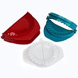 HUJI Dough Press Set Dough Pastry Baking Kitchen Dumpling Calzone Ravioli Empanada Turnover Tool (1, Red/White/Teal)