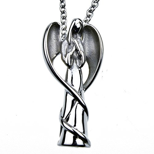 mEssentials Angel Memorial Cremation Jewelry Urn Necklace for Ash Stainless Steel 18" inch Chain + Filling kit