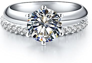 Sterling Silver 2CT Engagement Solitaire Ring 0.55CT Infinity Band NSCD Simulated Diamond Rings Set