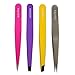 4 Stainless Steel Eyebrow Tweezers with Leather Case, Tweezers Set with 1 x Slant, 1 x Straight and 2 x precision tweezers - Best for Eyebrow, Ingrown Hair and splinter