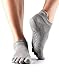 toesox Women's Low Rise Full Toe Grip Non-Slip for Ballet, Yoga, Pilates, Barre Toe Socks, Medium, Heather Grey