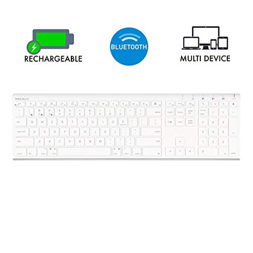 Macally Wireless Bluetooth Keyboard with Numeric Keypad for Laptops, Computers (Apple: Mac, iMac, MacBook Pro/Air, iOS, iPhone, iPad | Windows: PC and Android), Smartphones, Tablets (ACEBTKEY)