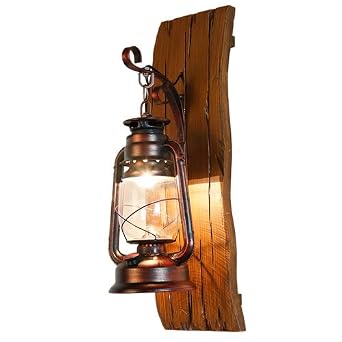 Kmyx Mediterrane Stil Massivholz Wandleuchte Schmiedeeisen