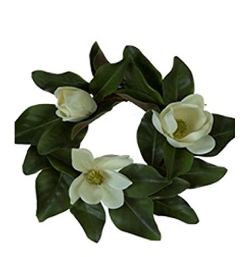 Magnolia Flower and Leaf Candle Ring or Small Wreath (16 in)