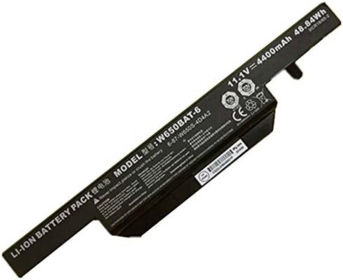 W650BAT-6 6-87-W650-4E42 6-87-W650S-4D4A3 Laptop Battery Replacement for Clevo W650 W650S W650SC W650SH W650SJ W650SR W650SZ W670SJQ Hasee K610C K650D K570N K710C K590C K750D(11.1V 4400mAh 48.84Wh)