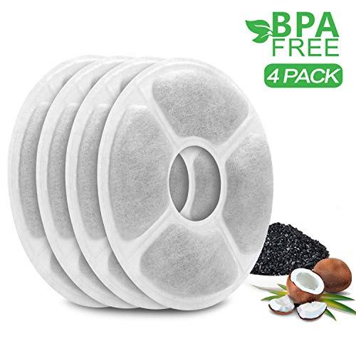 MOSPRO Carbon Replacement Filters for Pet Fountain - 4 Packs for Automatic Flower Water Dispenser Compatible for Cats and Dogs