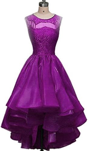 AIJIAYI Women's Beads Prom Party Dresses Beaded Lace Appliques Dresses Hi-Lo Homecoming Dresses WJ1008