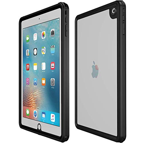 iPad Waterproof Case(2017/2018), iThrough IP68 Underwater Case for iPad (9.7 Inch),Heavy Duty Shock Drop Rain Snow Dust Proof Protective Case Slim Cover for All-New iPad with Lanyard (Black)