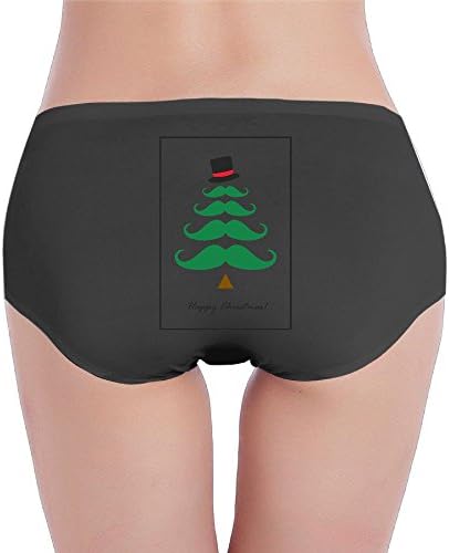 Funny Mustache Tree Happy ChristmasBriefs For WomensLadies Girls Lovely Printed Underwear Panties Cotton