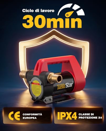 TaskStar 12V Diesel Transfer Pump: Flow Rate 50L/min, Portable Electric Pump with Gun, Filter and Tubes for Diesel, Biodiesel, Kerosene and Fuel Oil - For Home, Farm and Construction Site