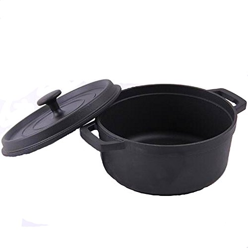 TUOHO Dual Handles Cast Iron Dutch Oven with lid , Pre-Seasoned, 5.2-Quart