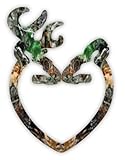 Camo Mossy Oak Buck and Doe Deer Heart sticker decal 4