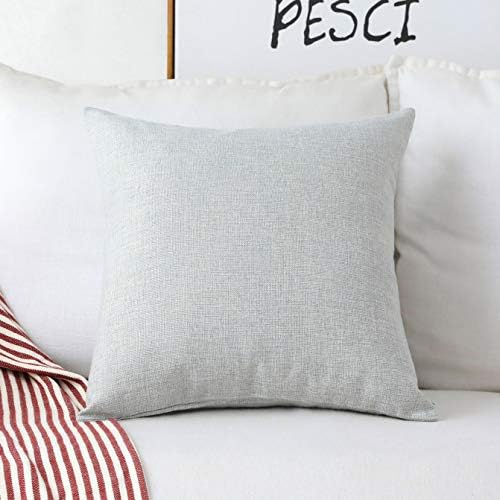 Home Brilliant Grey Throw Pillow Cover Decorative Throw Pillow Case Lined Linen for Bed Couch Sofa, 20x20(50cm), Light Grey