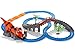 Advanced Play Motorized Kids Classic Railway Toy Train Track Play Set Upper Lower Level Bridge Dinosaur Cartoon Tunnel Sound Effects Flashing Light Kids Toddlers boy Girls
