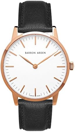 Barron Arden Esquire Rose Gold Swiss Made 40mm White Dial Black Italian Leather Luxury Watch