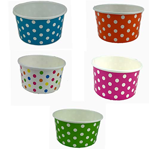 Worlds Paper Ice Cream Cups Polka Dot Paper Yogurt Cups 6OZ Mix 50 pack