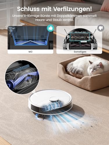 Lefant M3 Robot Vacuum Cleaner with Mop Function, 12000 Pa, Lifting the Mop, LiDAR Navigation, Multi-Floor Mapping, Avoid Obstacles, Anti-Collision, Absorption of Pet Hair, WLAN 2.4G/5G