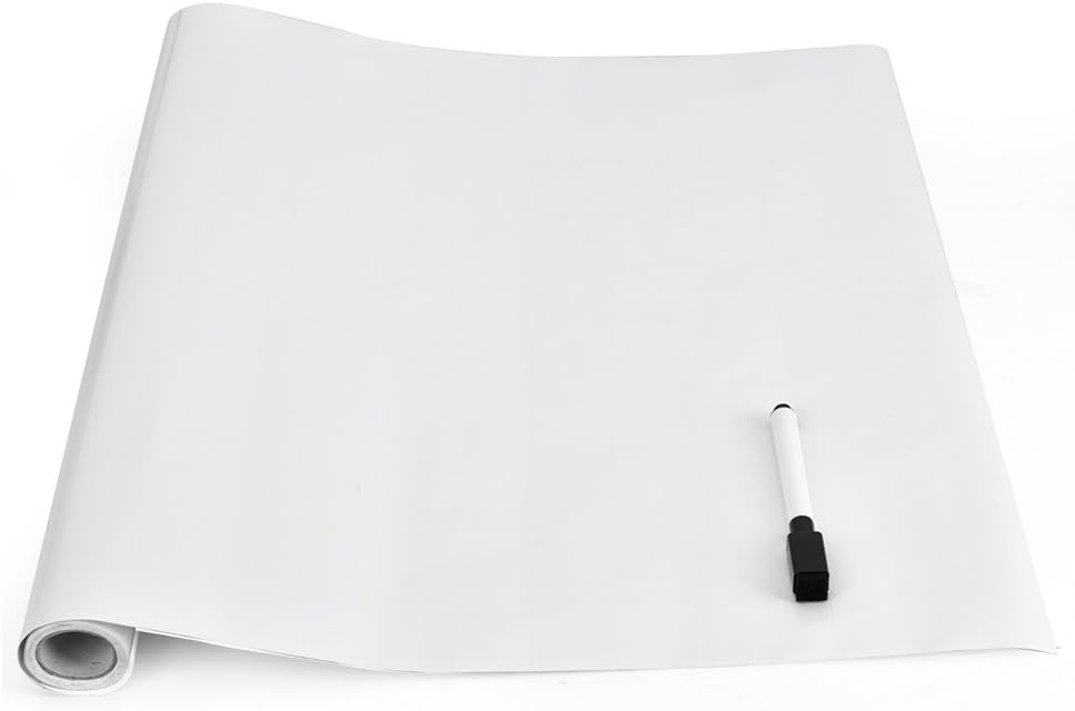 Dry Erase Whiteboard Stick Decal for Wall, ICENN Self-adhesive White Board Peel and Stick Contact Paper Roll Sheets for School, Classroom, Office, Home, Kids Drawing (17" x 78")