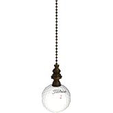 HomeConcept Golf Ball Ceiling Fan Pull, 2.25" h with 12" Antiqued Brass Chain