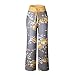 Famulily Womens Flowy Wide Leg Palazzo Pants Floral Lounge Pants Drawstring Sweatpants Yellow M