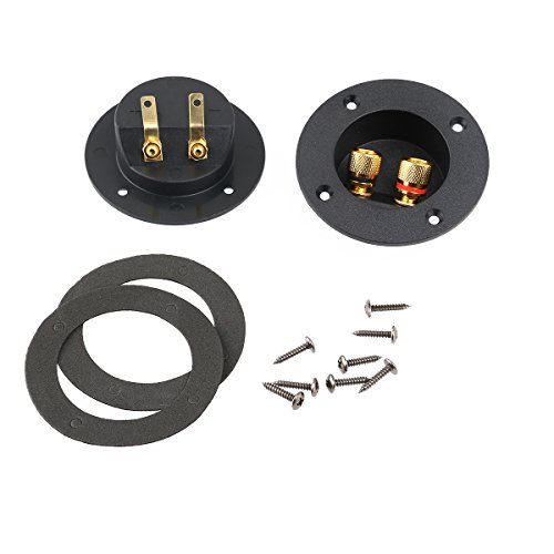 PIXNOR DIY Home Car Stereo Screw Cup Connectors Subwoofer Plugs  2-Way Speaker Box Terminal Binding Post, Pack of 2 (Black) - Thumbnail 4