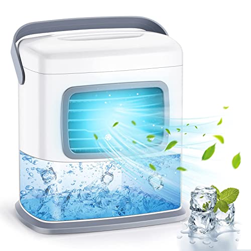 Portable 3 in 1 Air Cooling Cooler - Personal Mini Air Conditioner Fan w/12 H Timer, 500ML Water Tank, 2 Speeds, Adjustable Wind Direction, Low Noise, Ideal for Office Home Room Desk Bedroom Dorm