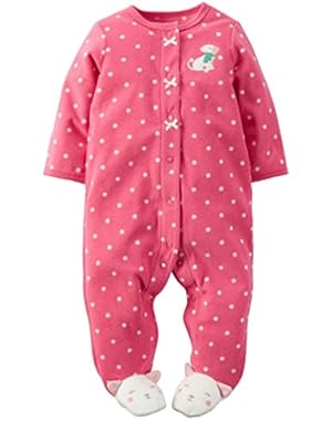 Carters Infant Girl Dog Plush Sleeper Pink Polka Dot Sleep Play Footed Pajama