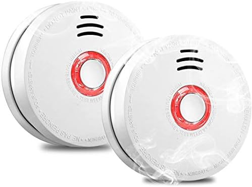 Smoke Alarm Hearth Alarm Smoke Detector with Check Button 9 Volt Battery-Operated Photoelectric Smoke Alarms for Bed room,Kitchen,Hall,Rest room and Resort,10 Years 2 Pack Smoke Alarm with UL Listed