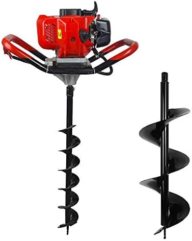 yiyusheng Post Hole Auger 52CC Two Stroke 2.5HP Gas Powered Post Hole Digger Auger 6" + 10" Earth Auger Drill Bits Digging Machine Garden Tools
