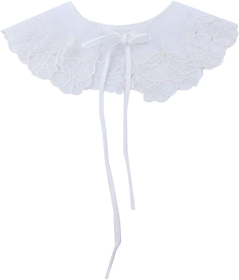 Women Detachable Collars Lace False Fake Collar Shirt Lapel Embroidered Hollow Out Fake Collars(white)