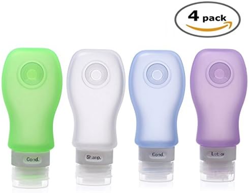 Silicone Travel Bottles, Refillable Cosmetic Containers BPA Free Airline Approved Leak Proof, Portable (Set Of 4 ( 89ml ))