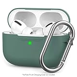 AHASTYLE AirPods Pro Case Protective Cover [Front LED Visible] [Added Carabiner] Compatible with Apple AirPods Pro 2019 (Pine Green)