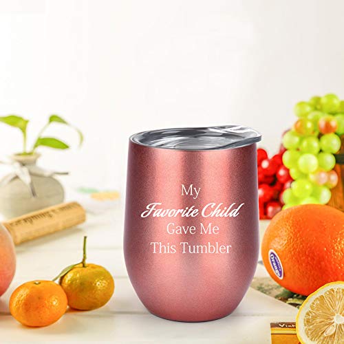 Stainless Steel Stemless Wine Tumbler, 4 Pack 12oz Double Insulated Wine Glasses with Lid for Champagne, Cocktail, Beer, Coffee, Drinks - Funny Unique Gifts Idea for Family\'s, Rose Gold