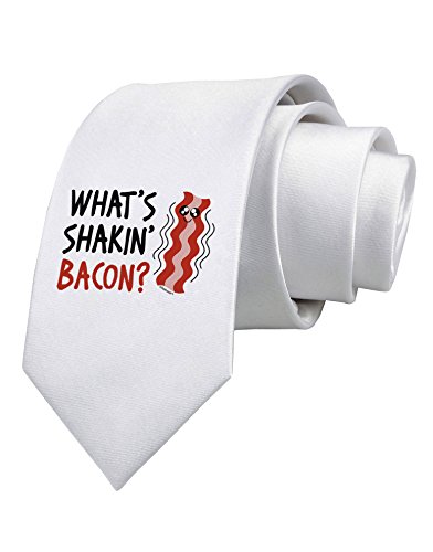 TooLoud What's Shakin' Bacon Printed White Neck Tie