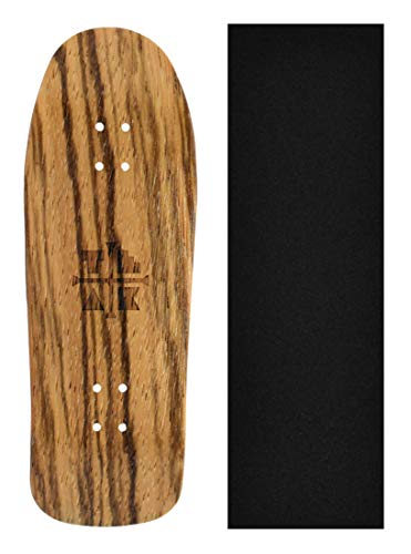 Wooden Fingerboard Carlsbad Cruiser Deck, Zebrawood - 34mm x 100mm - Handmade, Pro Shape & Size - Five Plies Wood Veneer - Includes Prolific Foam Tape - Teak Tuning