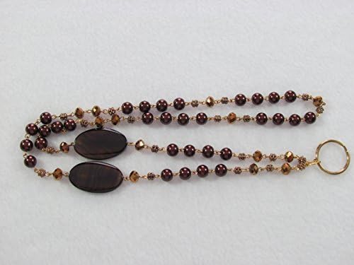 90 - Brown &amp; Gold Beaded Lanyard