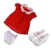 MonkeyJack Red One-piece Dress + Bowknot Shoes Clothes Fit for 17'' Zapf Baby Born Doll