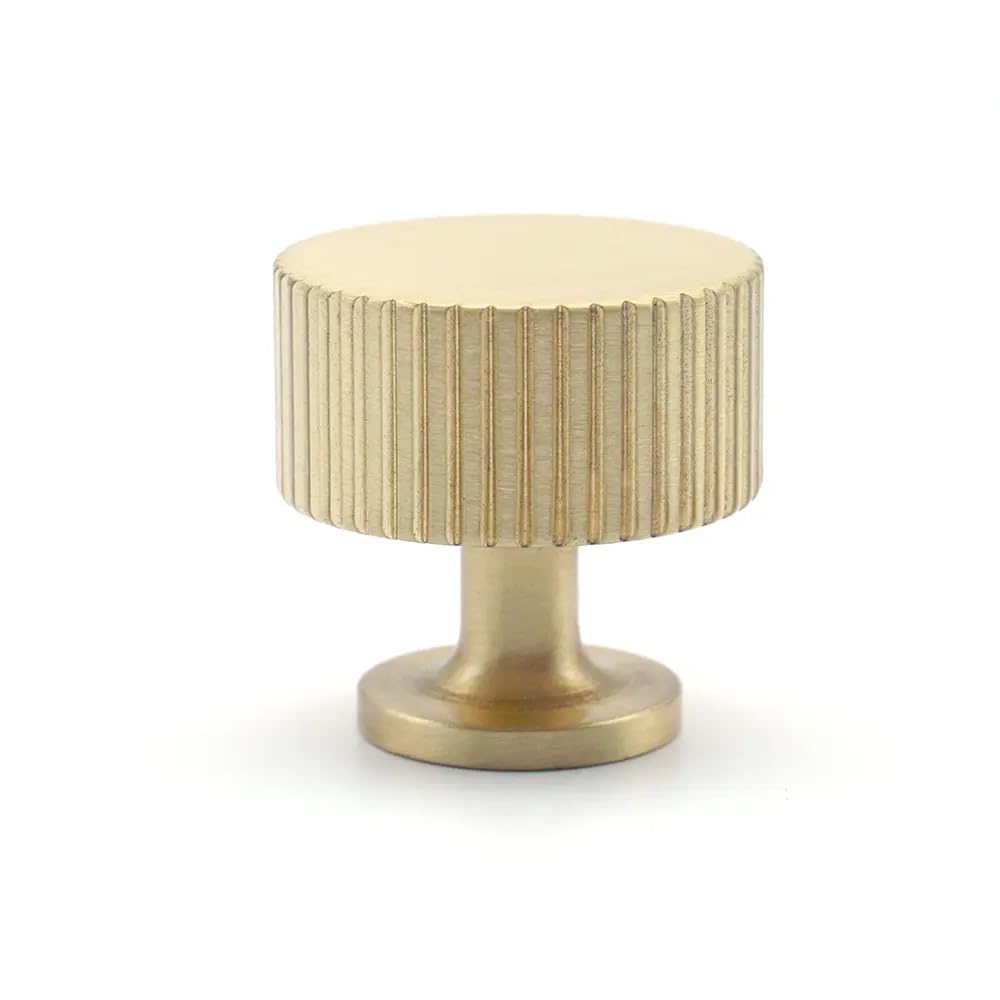TRIXES Matte Gold Ridged Drawer Knob - Heavyweight Decorative Cabinet Drawer Wardrobe Desk Bureau Hardware - Perfect for DIY Projects