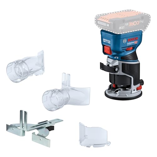 Bosch Professional 18V System Akku-Kantenfräse GKF 18V-8 (inkl. Parallelanschlag, 2x Saugadapter zum Fräsen, Spanschutz, 8-mm-Spannzange, Spannschlüssel, ohne Akku/Ladegerät)