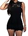 shekiss Women's Casual Sexy Lace Sleeveless High Waist One Piece Pants Jumpsuits Rompers Black Ladies Outfits Black X-Large