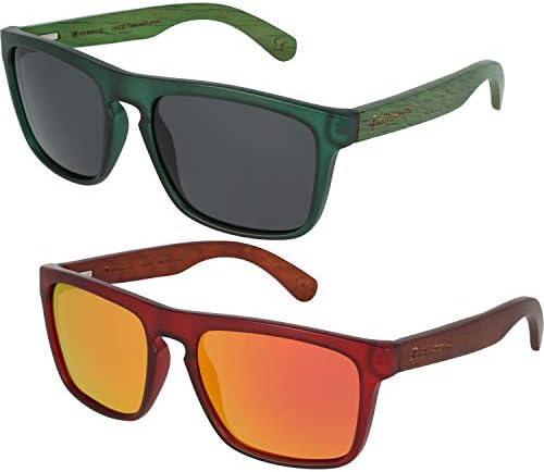 Wildwood Men's West Coaster Wooden Rectangular Polarized Sunglasses