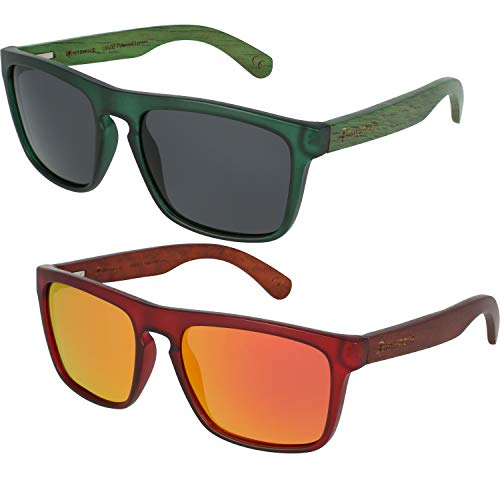 Wildwood Men's West Coaster Wooden Rectangular Polarized Sunglasses