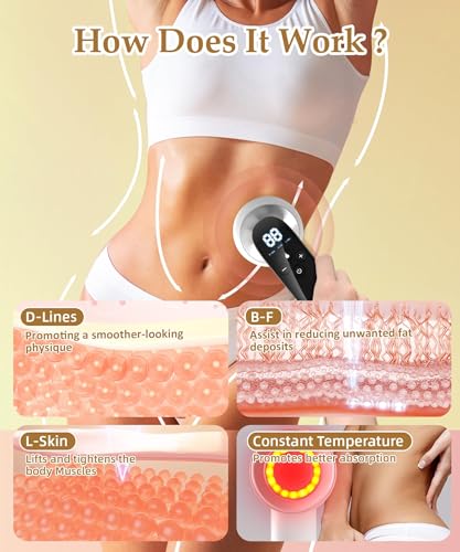Cellulite Massager - RF Body Sculpting Machine, Handheld Body Massager with 3 modes, 10 Levels of Intensity, Smart timing Heating function & Ergonomic Design for Belly, Neck, Leg, Hip, Arm(RF+EMS)