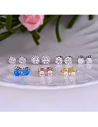 18K White Gold Gold Plated Cubic Zirconia Simulated Diamond Halo Stud Earrings for Women Men Sensitive Ears