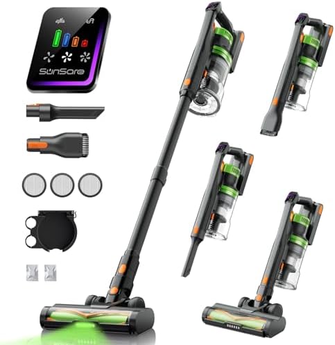 Akku Staubsauger Kabellos 600W/50000Pa/65Min, Akkustaubsauger mit HD Display, Aromatherapie，Anti Haar Wrap，Ultraleise kabelloser Staubsauger für Tierhaare/Teppiche/Hartböden/Auto