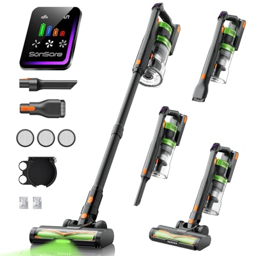 Akku Staubsauger Kabellos 600W/50000Pa/65Min, Akkustaubsauger mit HD Display, Aromatherapie，Anti Haar Wrap，Ultraleise kabelloser Staubsauger für Tierhaare/Teppiche/Hartböden/Auto