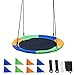 Saucer Tree Swing Seat with Straps and Flags Giant 40 Inches Saucer Swing Outdoor Play for Kids